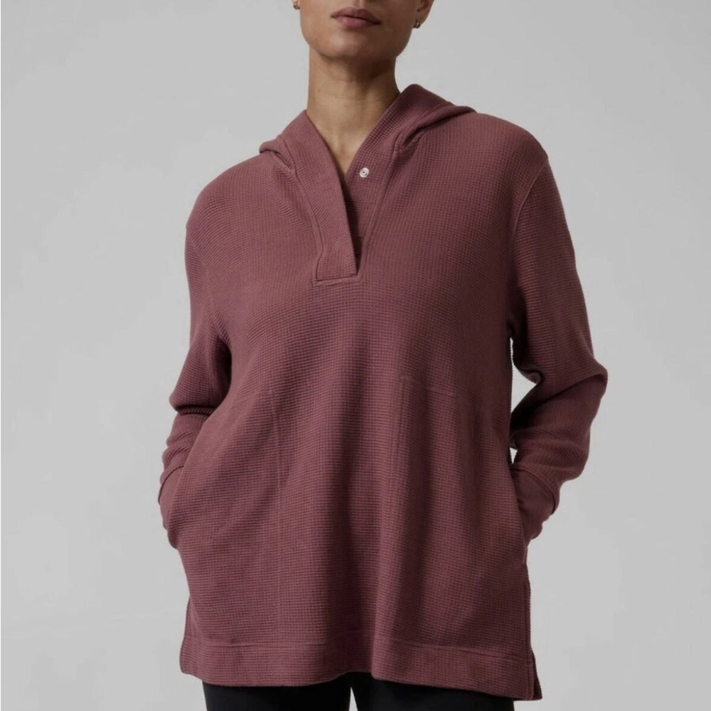 Athleta Coaster Luxe Waffle Hoodie Tawny Rose
